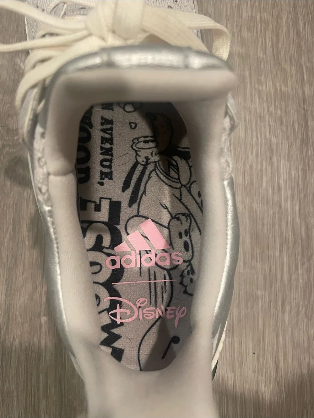 adidas Disney collaboration Silver and Pink Women's Athletic Sneakers